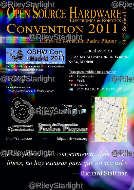 Folleto promocional de OSHWCon 2011.